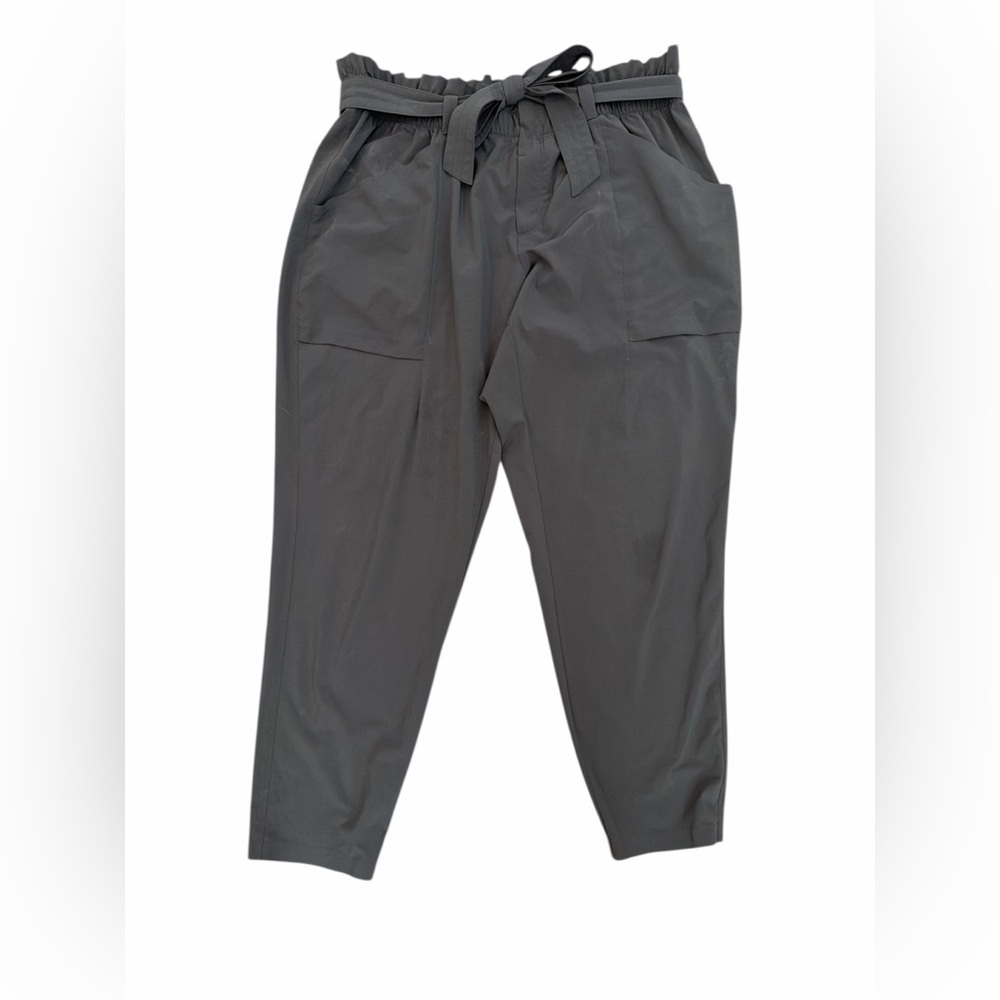 Athleta Skyline Pant Charcoal Gray Size 16 Paper Bag Waist Travel Utility
